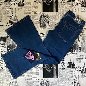 Romance Jeans Women's y2k 2000s butterfly patch jeans low mid rise flared legs